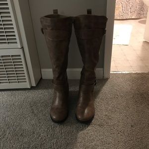 Brown knee high boots